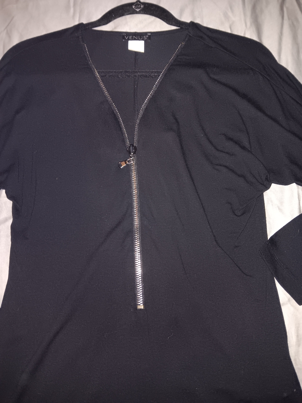 VENUS Black Top with Silver Zip Up